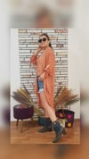 Orange Düğmeli Gömlek Elbise