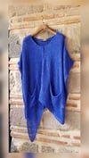 Saks Mavi Cepli Asimetrik Merserize Bluz