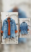 Taşlanmış Yıkamalı Mavi Oversize Kot Ceket
