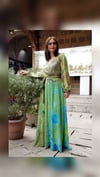 Yeşil Batikli Kruvaze Elbise
