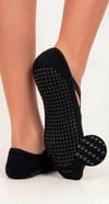 Kadın Naturel Fiber Çapraz Lastikli Pilates/Yoga Babet Çorap (Taban Altı Kaydırmazlı) - Siyah