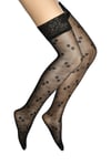Kadın Silikonlu Dantelli Tuğçe Dizüstü Çorap - Siyah