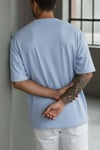 1 Adet Erkek Açık Bebe Mavi Basic Düz Baskısız Oversize Salas Loose Fit T-shirt