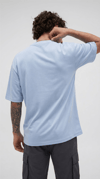 1 Adet Erkek Açık Bebe Mavi Basic Düz Baskısız Oversize Salas Loose Fit T-shirt