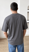 1 Adet Erkek Antrasit Melanj Basic Düz Baskısız Oversize Salas Loose Fit T-shirt