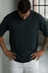1 Adet Erkek Koyu Petrol Yeşil Basic Düz Baskısız Oversize Salas Loose Fit T-shirt