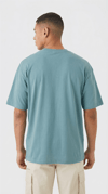 1 Adet Erkek Turkuaz Basic Düz Baskısız Oversize Salas Loose Fit T-shirt