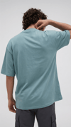 1 Adet Erkek Turkuaz Basic Düz Baskısız Oversize Salas Loose Fit T-shirt