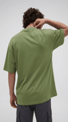 1 Adet Erkek Zeytin Yeşil Basic Düz Baskısız Oversize Salas Loose Fit T-shirt