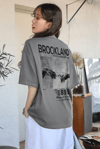 1898 Baskılı Gri Oversize Salas Boyfriend Kadın T-Shirt