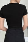 2'li Kısa Kol Kadın Siyah Bisiklet Yaka Likralı Body Crop Bluz