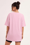 Açık Pembe Basic Düz Baskısız Oversize Salas Boyfriend Kadın T-Shirt