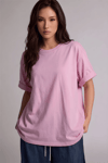 Açık Pembe Basic Düz Baskısız Oversize Salas Boyfriend Kadın T-Shirt