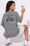 Arid Mountain Gri Oversize Salas Boyfriend Kadın T-Shirt