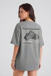 Arid Mountain Gri Oversize Salas Boyfriend Kadın T-Shirt