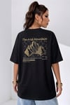 Arid Mountain Siyah Oversize Salas Boyfriend Kadın T-Shirt