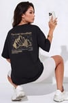 Arid Mountain Siyah Oversize Salas Boyfriend Kadın T-Shirt