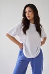 Beyaz Basic Düz Baskısız Oversize Salas Boyfriend Kadın T-Shirt