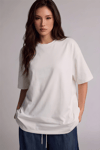 Beyaz Basic Düz Baskısız Oversize Salas Boyfriend Kadın T-Shirt
