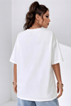 Beyaz Basic Düz Baskısız Oversize Salas Boyfriend Kadın T-Shirt
