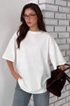 Beyaz Basic Düz Baskısız Oversize Salas Boyfriend Kadın T-Shirt