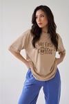 But First Coffee Camel Oversize Salas Boyfriend Kadın T-Shirt