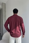 Denver Bordo Renkli Ağaç Kabuğu Desenli Yarım Oversize Rahat Kalıp Gömlek