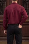 Denver Bordo Renkli Ağaç Kabuğu Desenli Yarım Oversize Rahat Kalıp Gömlek
