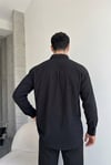 Denver Siyah Renkli Ağaç Kabuğu Desenli Yarım Oversize Rahat Kalıp Gömlek