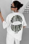 Dont Announce Beyaz Oversize Salas Boyfriend Kadın T-Shirt