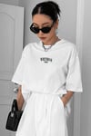 Dont Announce Beyaz Oversize Salas Boyfriend Kadın T-Shirt