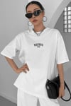 Dont Announce Beyaz Oversize Salas Boyfriend Kadın T-Shirt