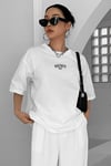 Dont Announce Beyaz Oversize Salas Boyfriend Kadın T-Shirt