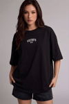 Dont Announce Siyah Oversize Salas Boyfriend Kadın T-Shirt