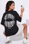 Dont Announce Siyah Oversize Salas Boyfriend Kadın T-Shirt