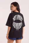 Dont Announce Siyah Oversize Salas Boyfriend Kadın T-Shirt