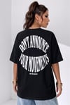 Dont Announce Siyah Oversize Salas Boyfriend Kadın T-Shirt