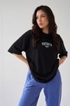 Dont Announce Siyah Oversize Salas Boyfriend Kadın T-Shirt