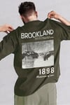 Erkek 1898 Baskılı Haki Oversize Salas T-Shirt