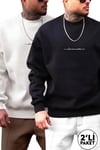 Erkek 2'Li Paket Siyah ve Beyaz  Dreamer Baskılı 0 Sıfır Yaka Oversize Salaş Bol Kesim Polar Sweatshirt