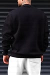Erkek 2'Li Paket Siyah ve Beyaz  Dreamer Baskılı 0 Sıfır Yaka Oversize Salaş Bol Kesim Polar Sweatshirt