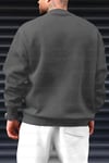 Erkek Antrasit Basic 0 Sıfır Yaka Baskısız Düz Oversize Salaş Bol Kesim Polar Sweatshirt