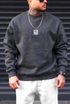 Erkek Antrasit Free Life Baskılı Kalın Soft 3 İplik içi Şardonlu 0 Sıfır Yaka Oversize Salaş Sweatshirt