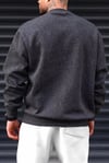 Erkek Antrasit Free Life Baskılı Kalın Soft 3 İplik içi Şardonlu 0 Sıfır Yaka Oversize Salaş Sweatshirt