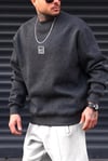 Erkek Antrasit Free Life Baskılı Kalın Soft 3 İplik içi Şardonlu 0 Sıfır Yaka Oversize Salaş Sweatshirt