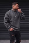 Erkek Antrasit Melanj Geyik Kalın Soft 3 İplik içi Şardonlu 0 Sıfır Yaka Oversize Salaş Sweatshirt