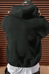 Erkek Antrasit Natural 3 iplik Şardonlu Kapüşonlu Kanguru Cepli Oversize Salaş Hoodie Sweatshirt
