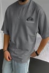 Erkek Arid Mountain Oversize Gri Salas T-Shirt