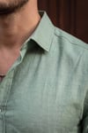Erkek Arturo Mint Renkli Soft Dokulu Gabardin Görünümlü Uzun Kollu Gömlek