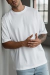 Erkek Beyaz Basic Düz Baskısız Oversize Salas Boyfriend T-Shirt